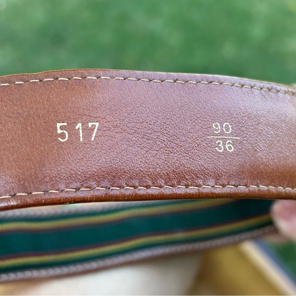 Bally Green & Red Canvas & Leather Belt Size 32 (xs-s) Made in Italy - Picture 7 of 7
